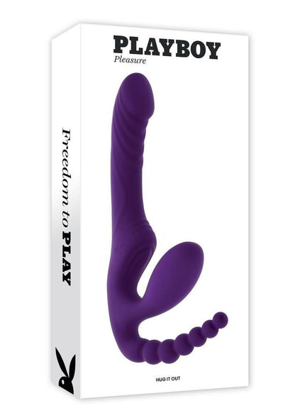 Playboy Hug It Out Rechargeable Silicone Inflatable Triple Stimulation Vibrator with Remote - Purple