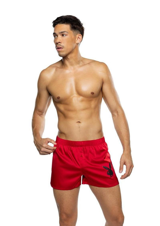 Playboy Men's Burnout Bunny Boxer Briefs - Black/Red - XXLarge