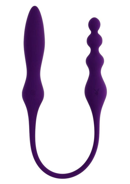 Playboy This and That Rechargeable Silicone Dual End Anal Plug and Vibrator - Purple