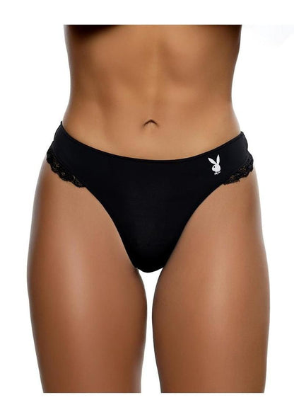 Playboy Ultra Soft Panty - Black/White - Medium/Small