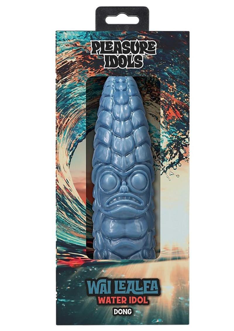 Polynesian Pleasure Idols Wai Lealea Water Idol Rechargeable Silicone Vibrating Dildo with Remote Control - Blue