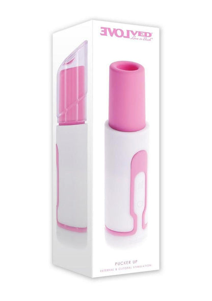 Pucker Up Lipstick Vibe Rechargeable Silicone Bullet - Pink/White