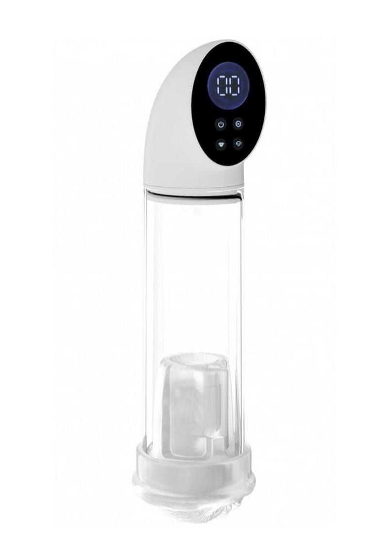 Pumped Hyperscope Automatic Rechargeable Dual Vibrating Male Pump with Vagina Sleeve - White