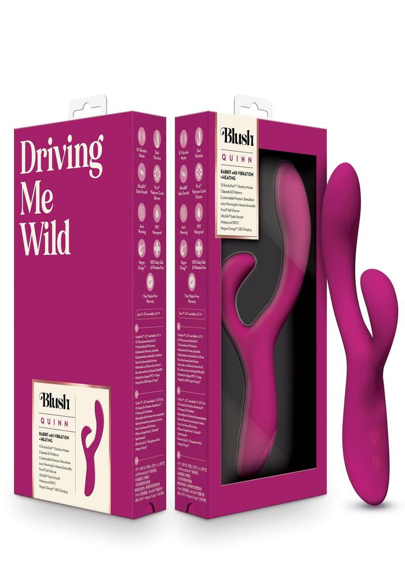 Quinn Rechargeable Silicone Rabbit Vibrator - Burgundy/Red