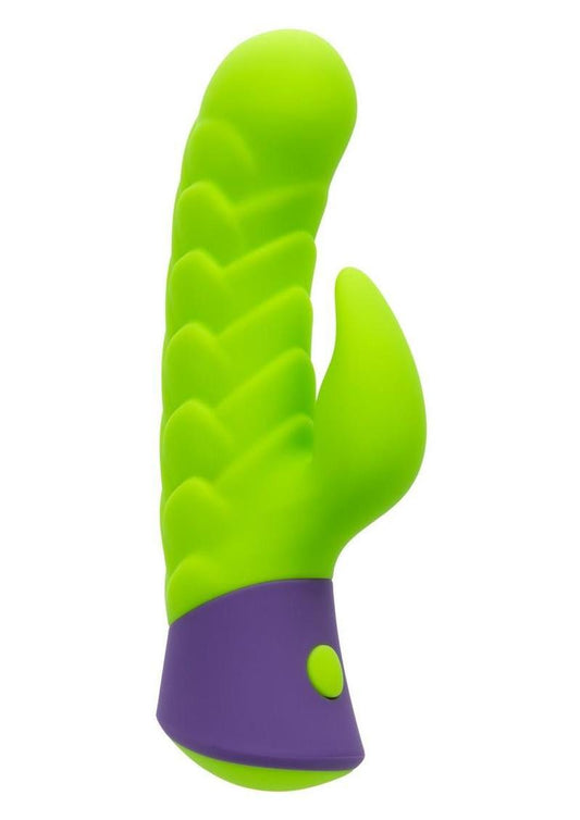 Rave Dragon G Rechargeable Silicone Dual Vibrator - Green/Purple