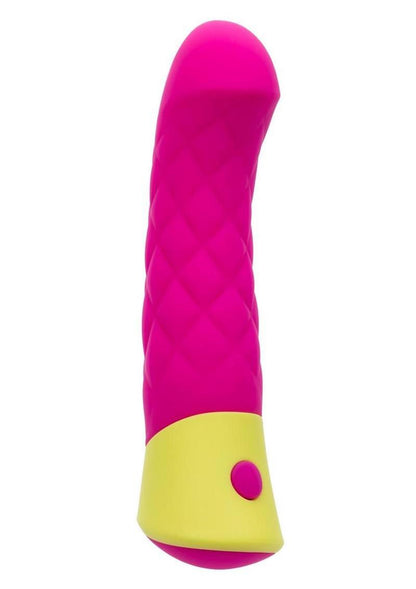 Rave Quilted G Rechargeable Silicone Vibrator - Pink/Yellow