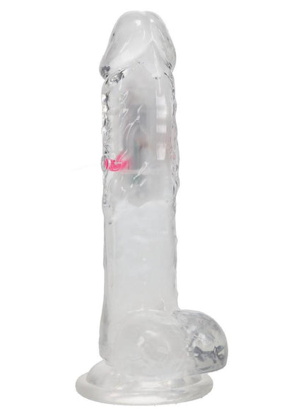 Realrock Vibrating Led Wireless Rechargeable Remote Control Cock with Balls - Clear - 8in