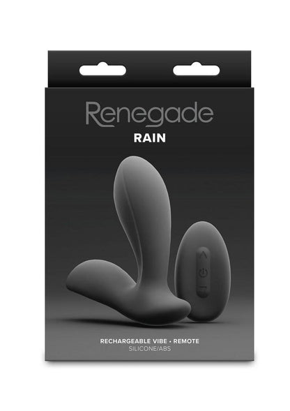 Renegade Rain Rechargeable Silicone Prostate and Taint Massager with Remote Control - Black