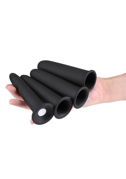 Renegade Vibrating Gliders Rechargeable Silicone Dilator Set - 4 Piece, Black
