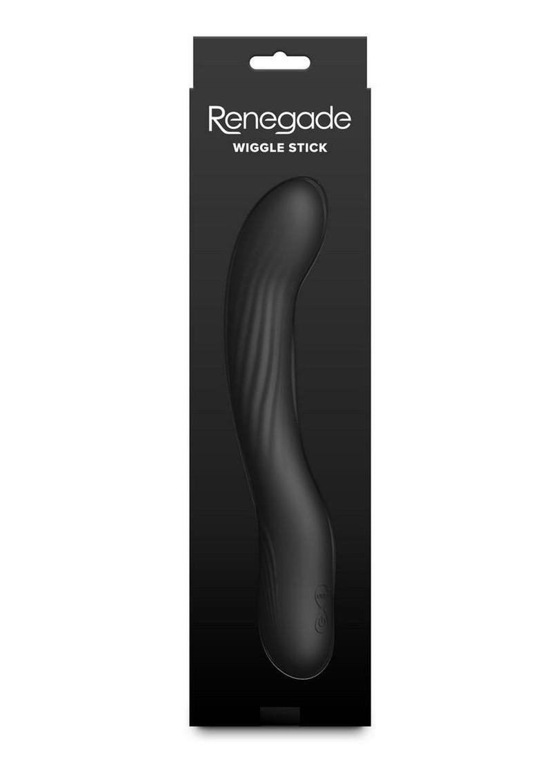 Renegade Wiggle Stick Rechargeable Silicone Gyrating Vibrator 7.5in - Black