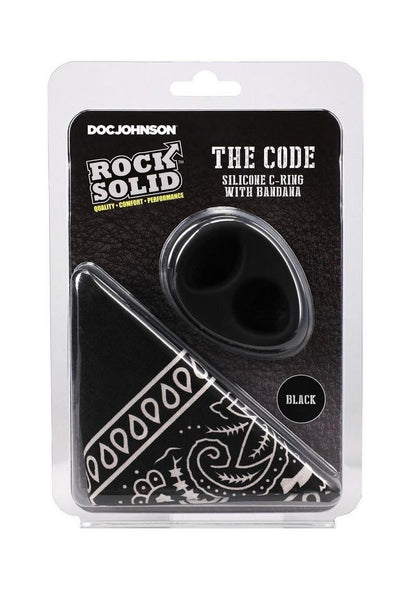 Rock Solid The Code Silicone Cock Ring with Bandana - Black