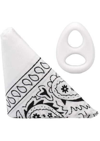 Rock Solid The Code Silicone Cock Ring with Bandana - Black/White