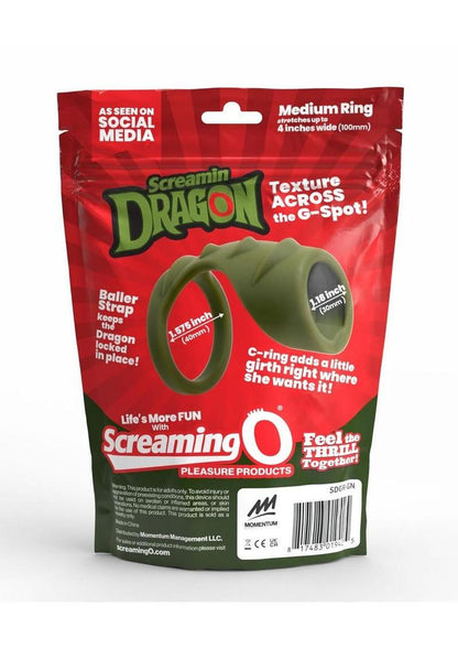 Screamin' Dragon Forest Dragon G-Spot Texture Silicone Cock Ring - Green