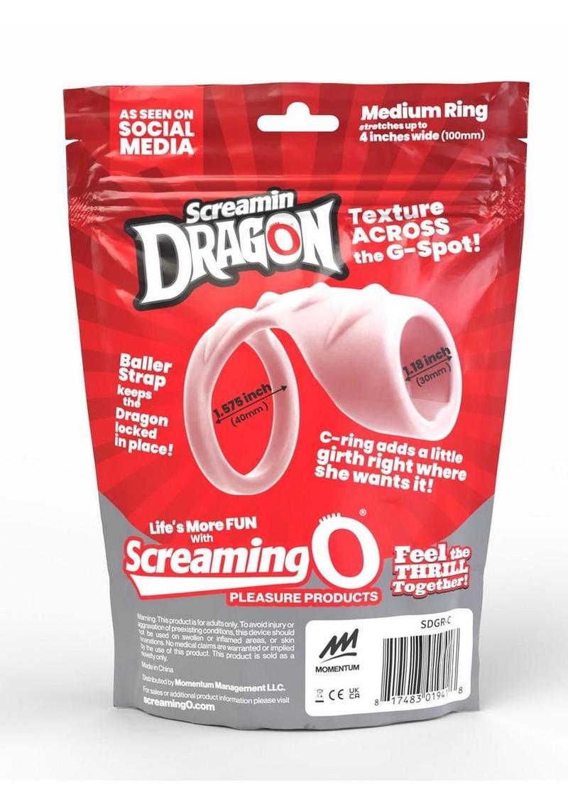 Screamin' Dragon Luck Dragon G-Spot Texture Silicone Cock Ring - Clear