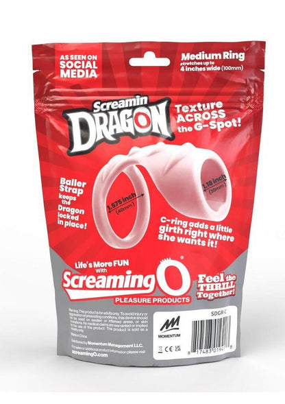Screamin' Dragon Luck Dragon G-Spot Texture Silicone Cock Ring - Clear