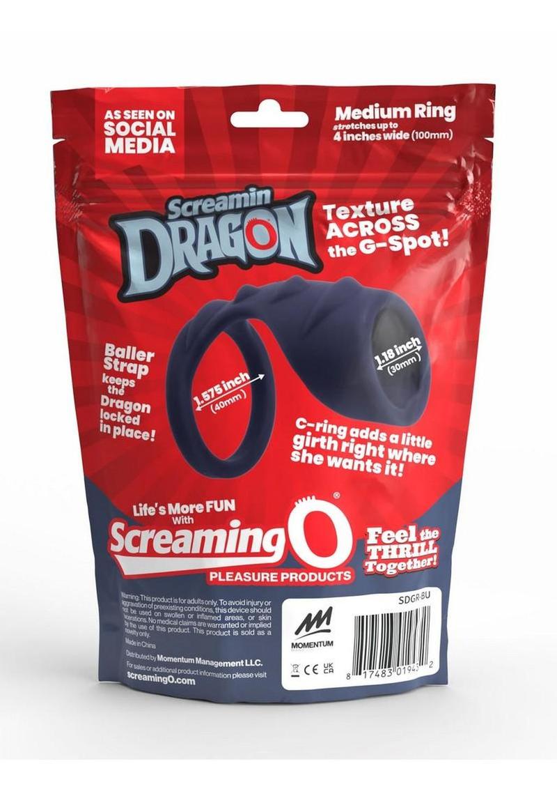 Screamin' Dragon Storm Dragon G-Spot Texture Silicone Cock Ring - Blue