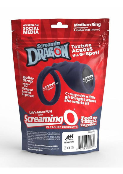 Screamin' Dragon Storm Dragon G-Spot Texture Silicone Cock Ring - Blue