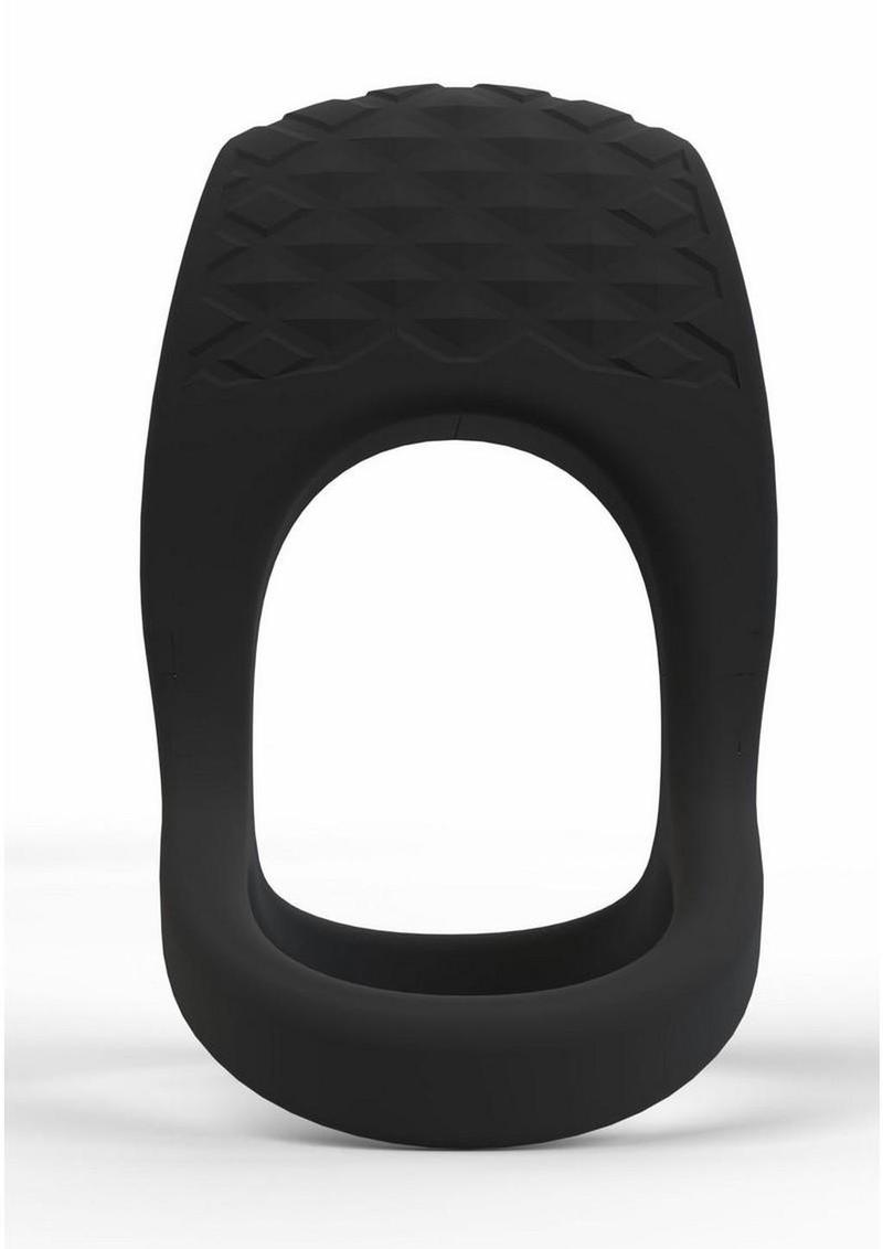 Screaming O Big O Pro Strapped Vibrating Rechargeable Dual Silicone Cock Ring - Black