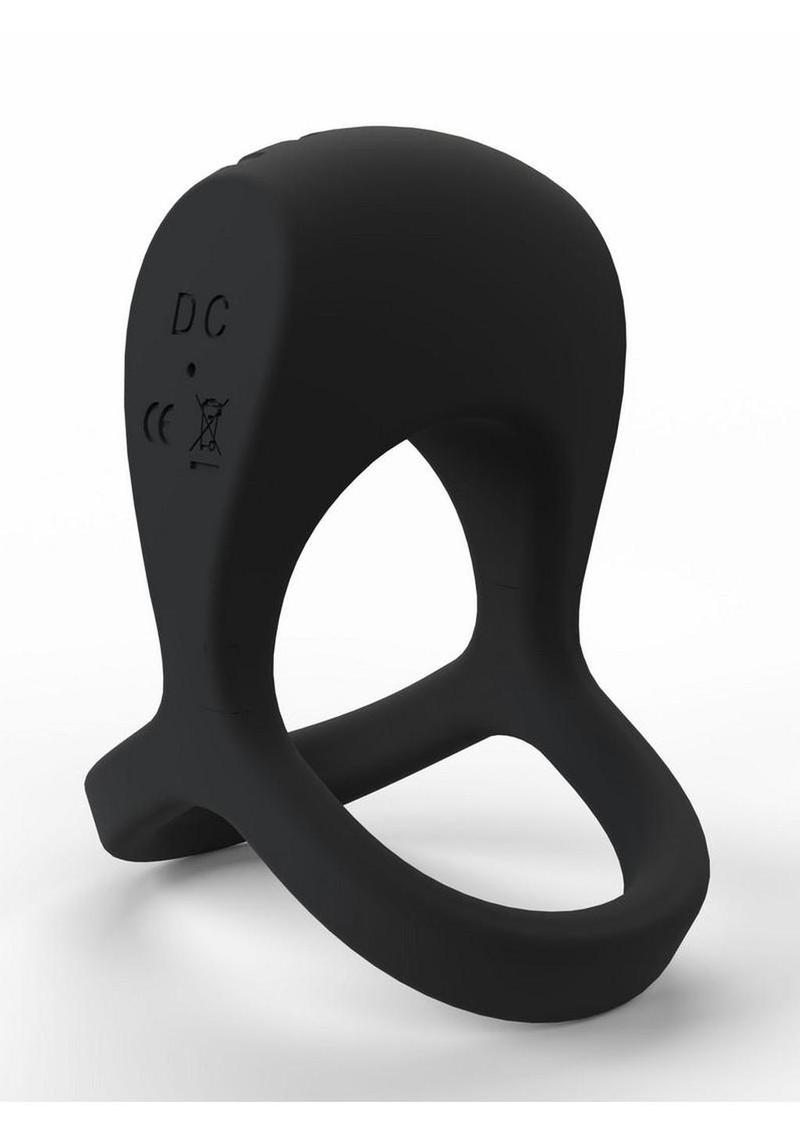 Screaming O Big O Pro Strapped Vibrating Rechargeable Dual Silicone Cock Ring - Black