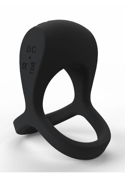 Screaming O Big O Pro Strapped Vibrating Rechargeable Dual Silicone Cock Ring - Black