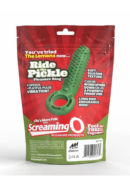 Screaming O Ride The Pickle Vibrating Silicone Cock Ring - Green