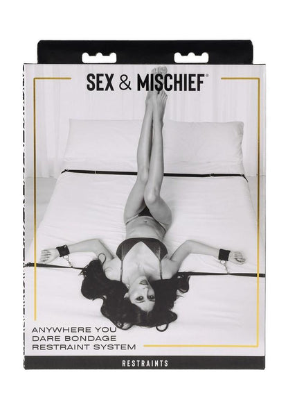 Sex and Mischief Anywhere You Dare Bondage Restraint System - Black/Silver