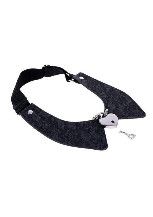 Sex and Mischief Heartbound Lace Day Collar - Black/Silver