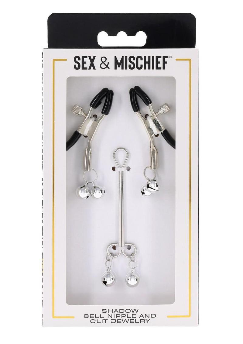 Sex and Mischief Shadow Bell Nipple Clit Jewelry - Black/Silver
