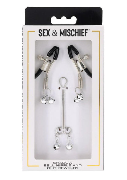 Sex and Mischief Shadow Bell Nipple Clit Jewelry - Black/Silver