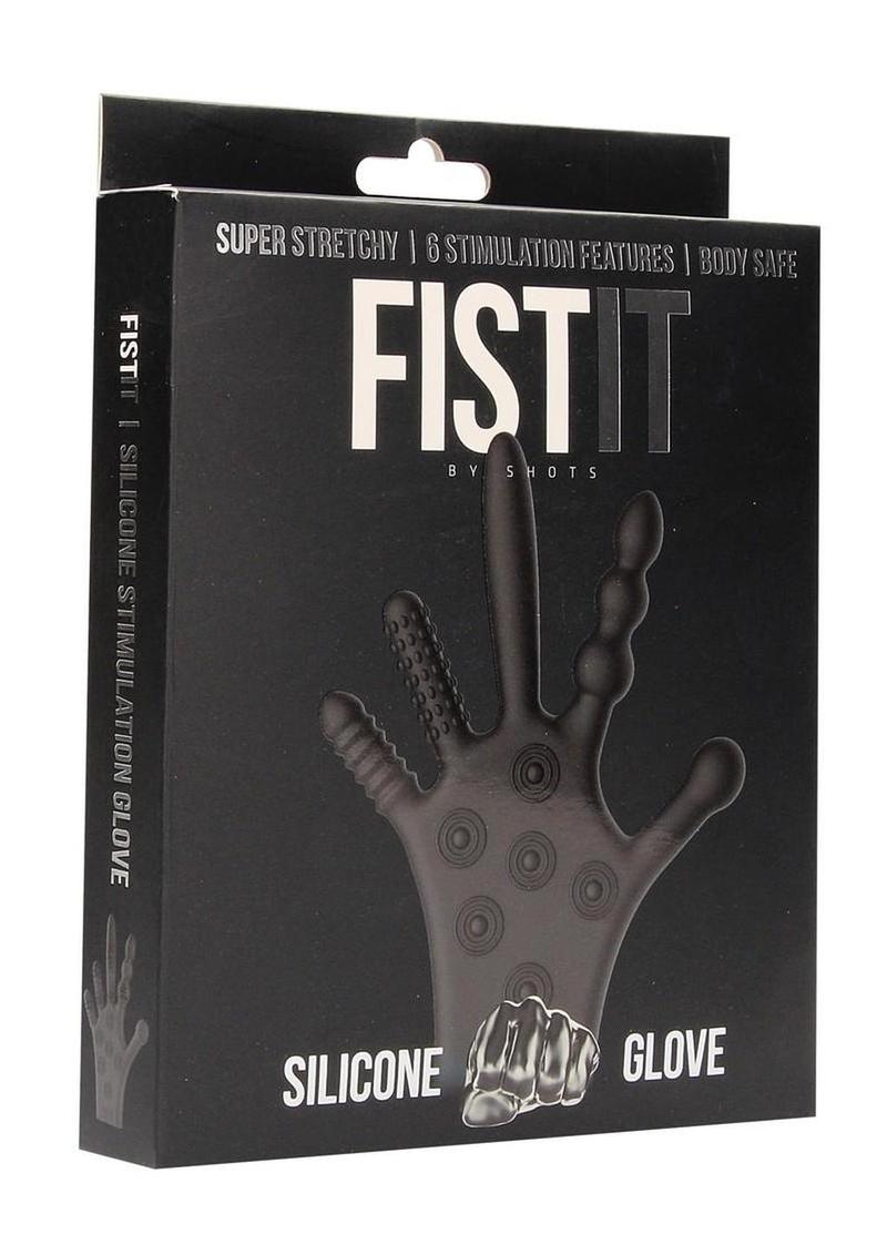 Shots Fist It Stimulation Silicone Textured Glove - Black