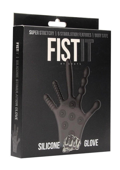 Shots Fist It Stimulation Silicone Textured Glove - Black