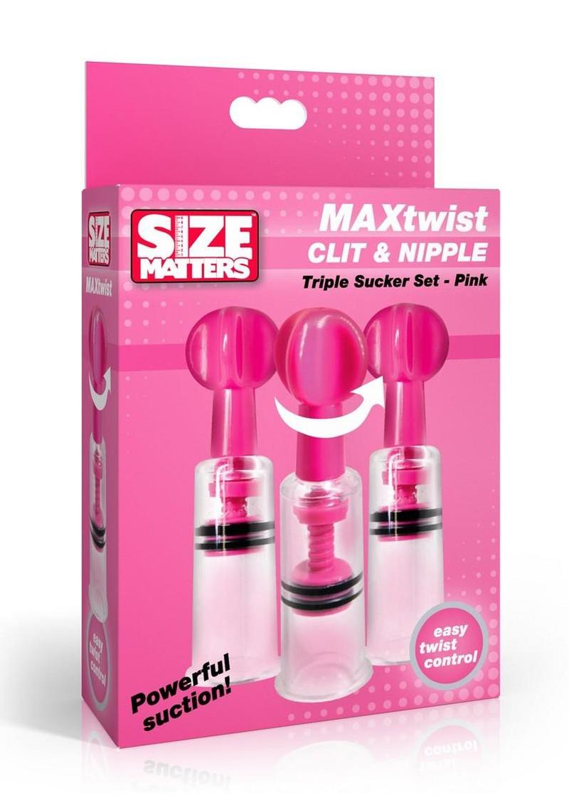 Size Matters Maxtwist Clit and Nipple Triple Sucker - Pink - Set