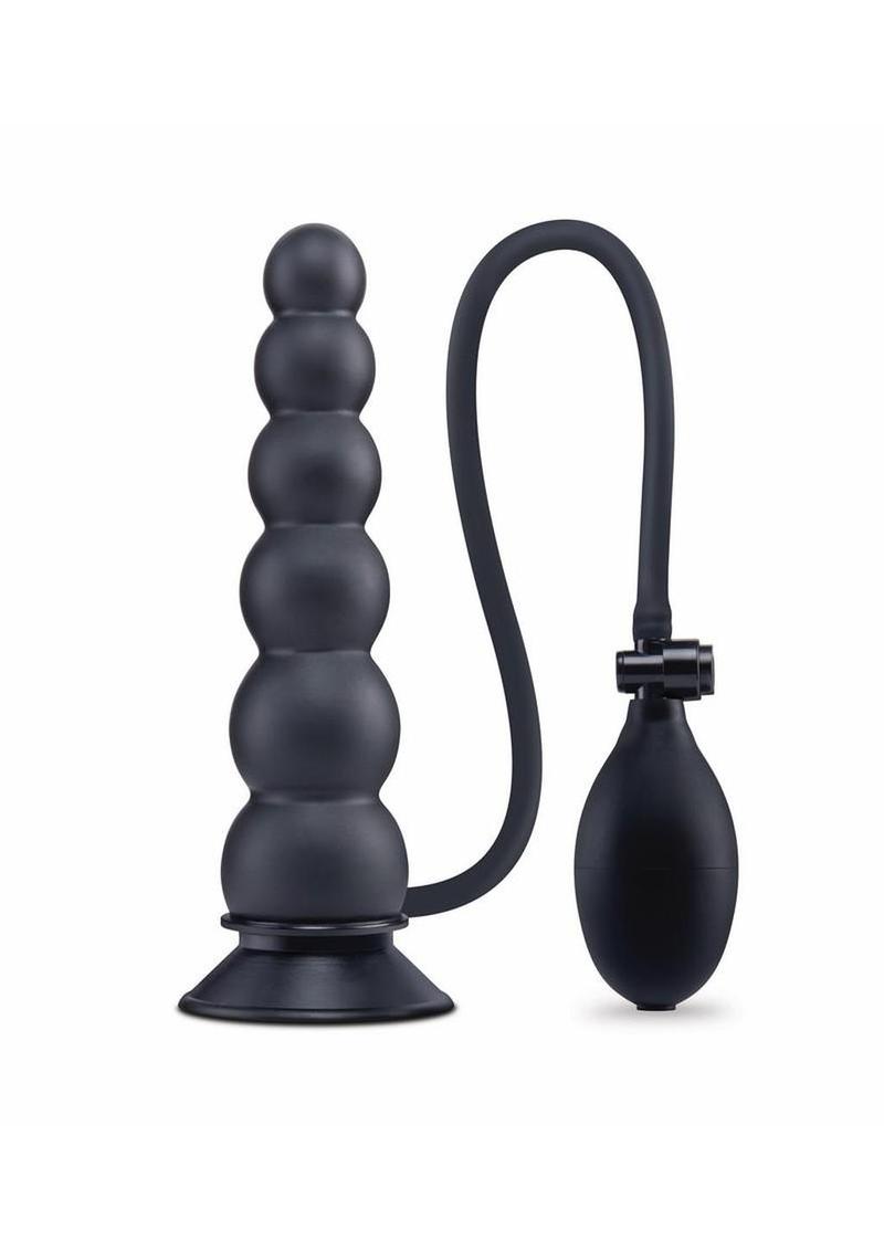 Size Up Ripple Inflatable Silicone Butt Plug - Black - 7in