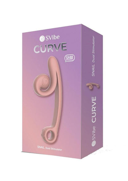 Svibe Snail Curve Rechargeable Silicone Vibrator with Clitoral Stimulator - Peachy - Pink