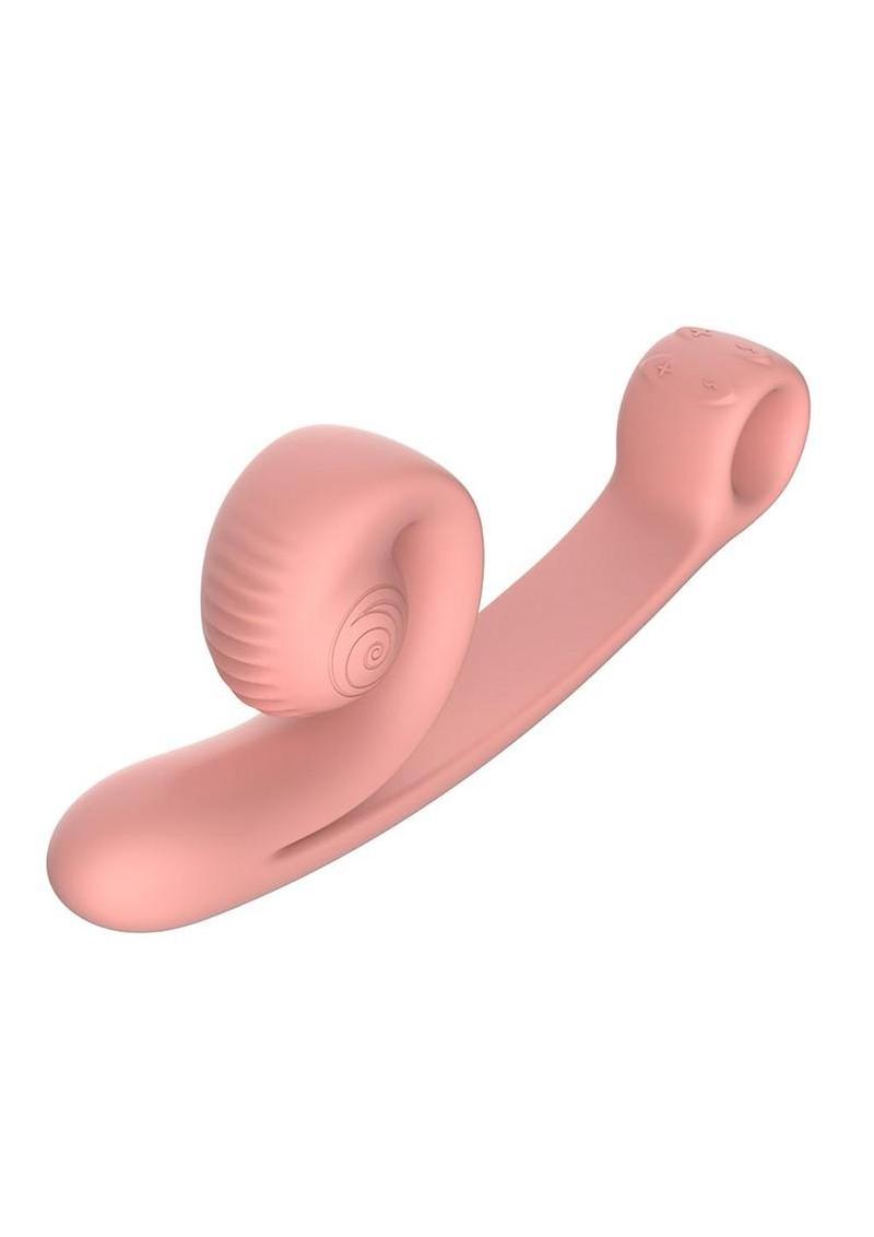SVibe Snail Curve Rechargeable Silicone Vibrator with Clitoral Stimulator - Peachy