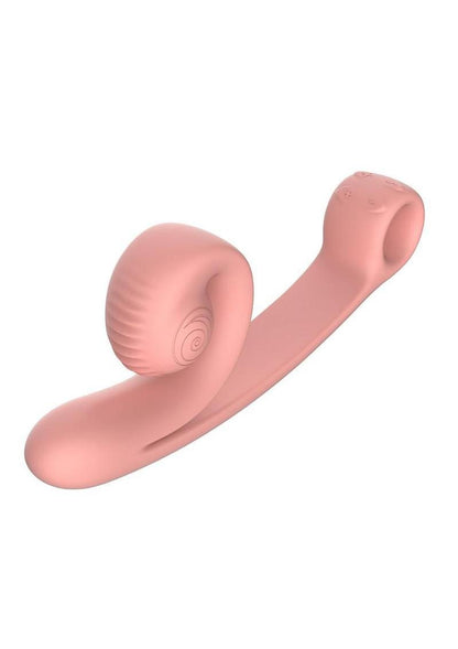 SVibe Snail Curve Rechargeable Silicone Vibrator with Clitoral Stimulator - Peachy