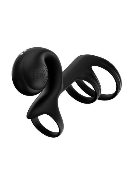 SVibe Snail Jovi Arc Rechargeable Silicone Couples Triple Cock Ring with Remote - Noir Haze