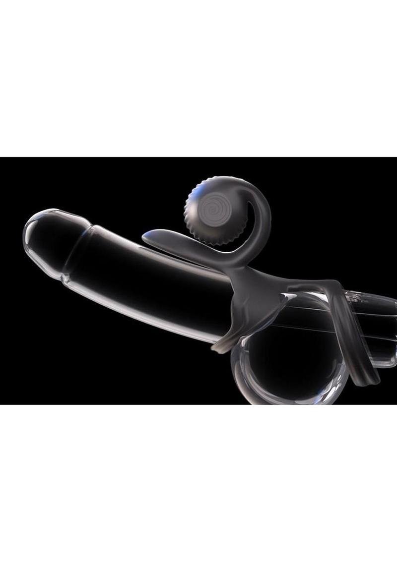 SVibe Snail Jovi Rechargeable Silicone Couples Cock Ring with Remote Control - Black
