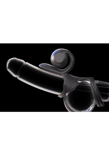 SVibe Snail Jovi Rechargeable Silicone Couples Cock Ring with Remote Control - Black