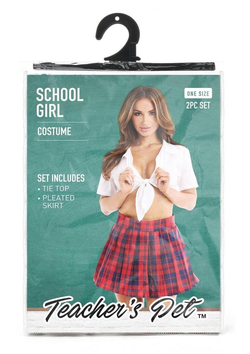 Teacher's Pet Schoolgirl Costume - Red/White - One Size - 2 Piece