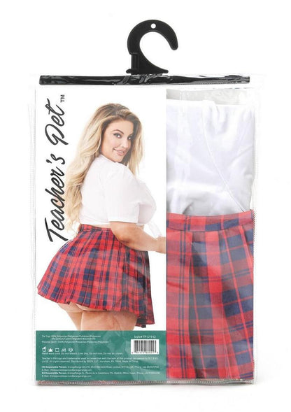 Teacher's Pet Schoolgirl Costume - Red/White - Queen - 2 Piece