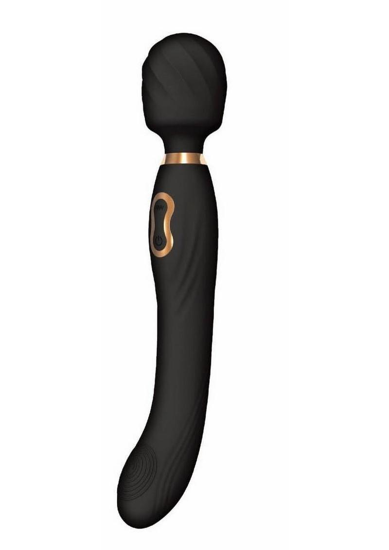 The Beat Dual Pleasure Wand Rechargeable Silicone Wand Massager - Black