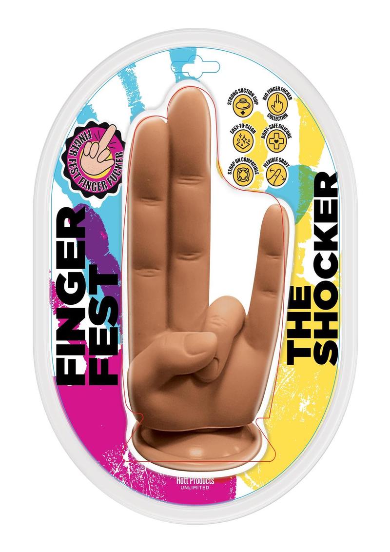 The Finger Fest The Shocker Silicone Dildo - Caramel