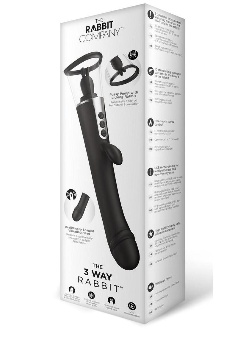 The Rabbit Company The 3 Way Rabbit Rechargeable Silicone Triple Stimulating Vibrator - Black