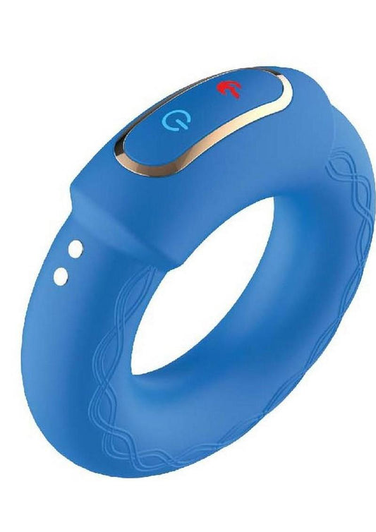 The Royale Heat-Up Cockpower Silicone Rechargeable Cock Ring - Blue