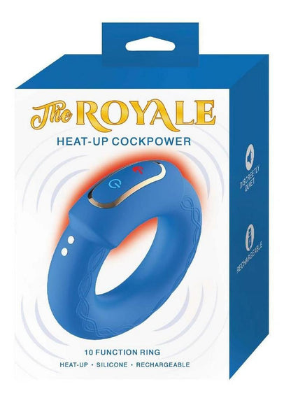 The Royale Heat-Up Cockpower Silicone Rechargeable Cock Ring - Blue