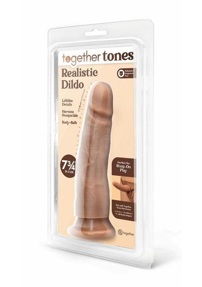 Together Realistic Dildo with Suction Base - Caramel - 7.75in