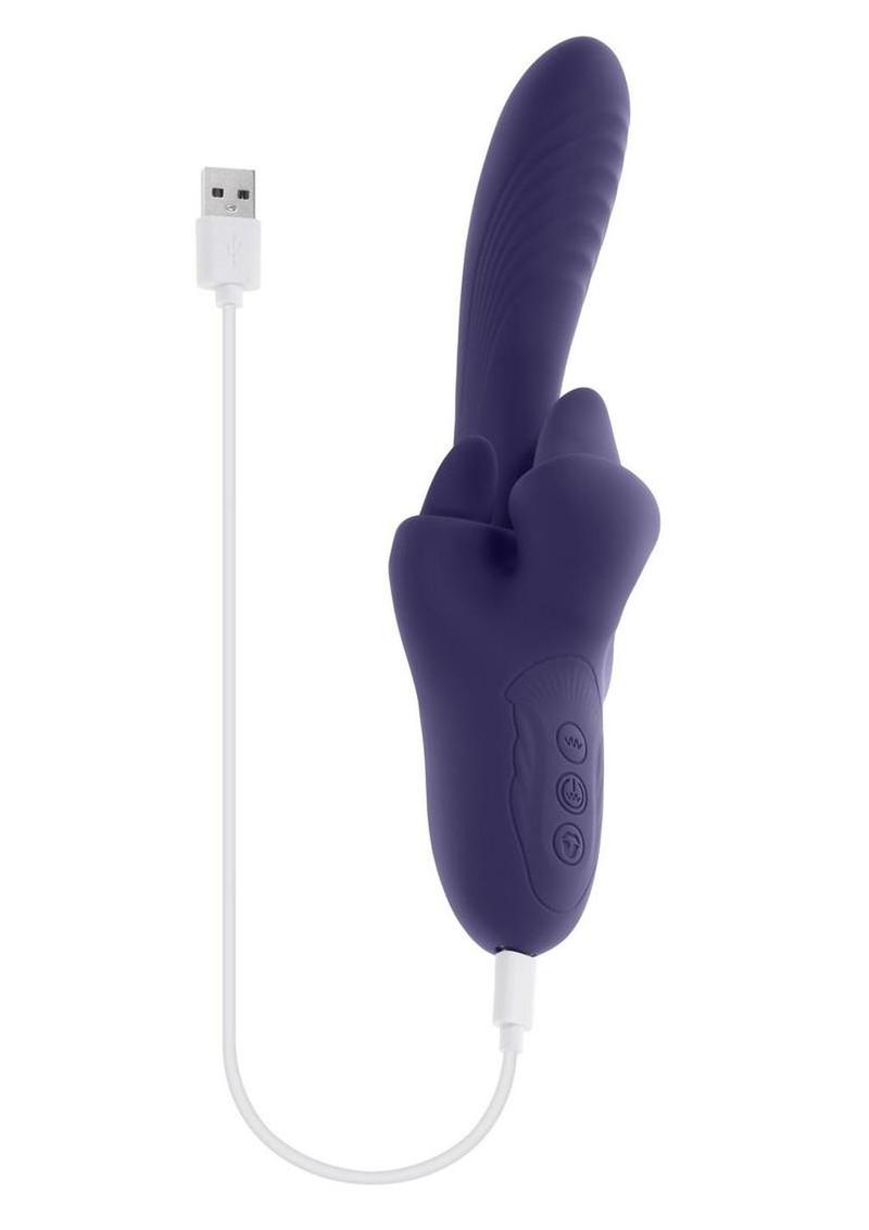 Evolved Tongue Twisted Rechargeable Silicone Rabbit Vibrator with Flicking Tongues