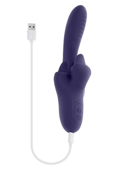 Evolved Tongue Twisted Rechargeable Silicone Rabbit Vibrator with Flicking Tongues