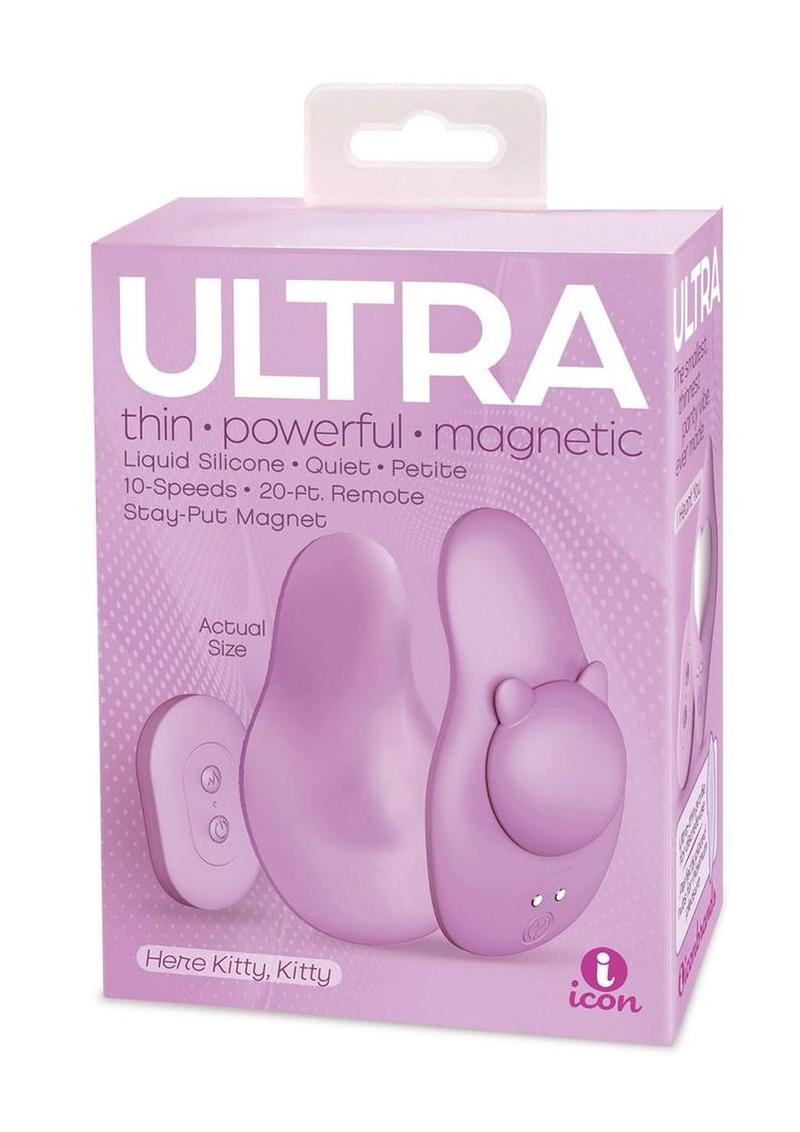 Ultra Here Kitty Kitty Rechargeable Silicone Panty Vibe with Remote - Purple